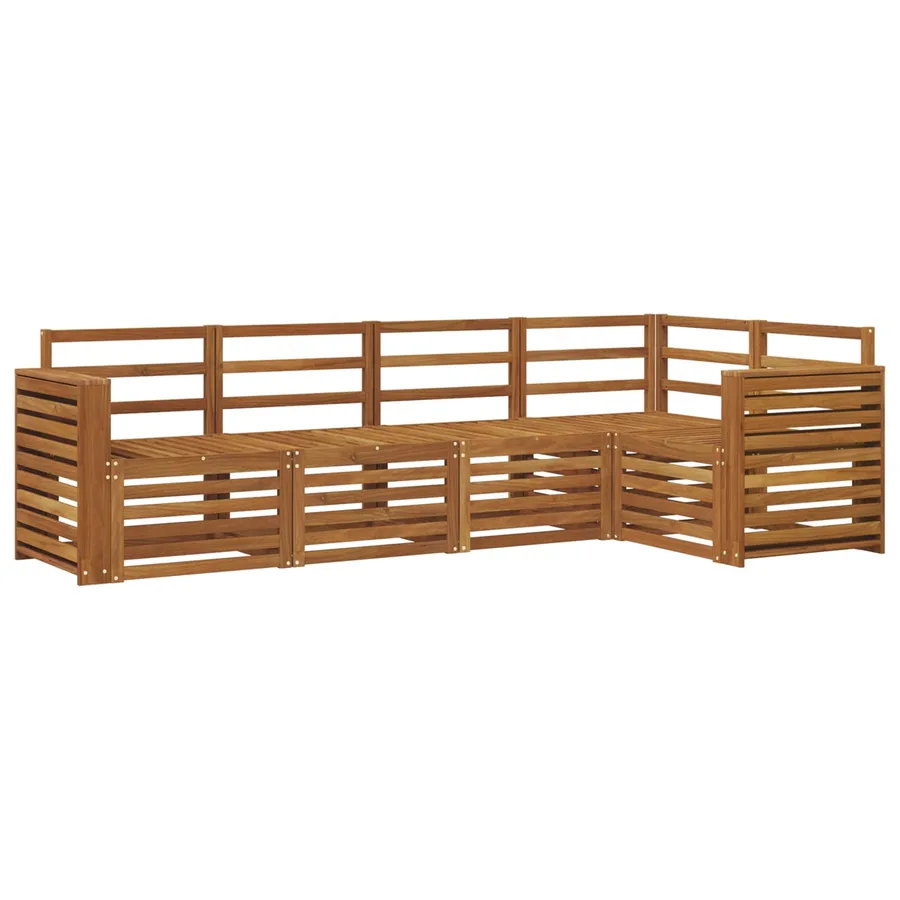 Ensemble de canapé d'angle 5 pcs Naturel Bois d'Acacia Massif - 2