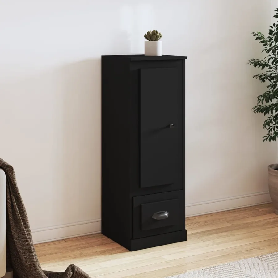 Buffet haut noir 36x35,5x103,5 cm bois d'ingénierie