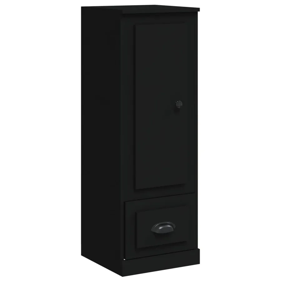 Buffet haut noir 36x35,5x103,5 cm bois d'ingénierie - 2