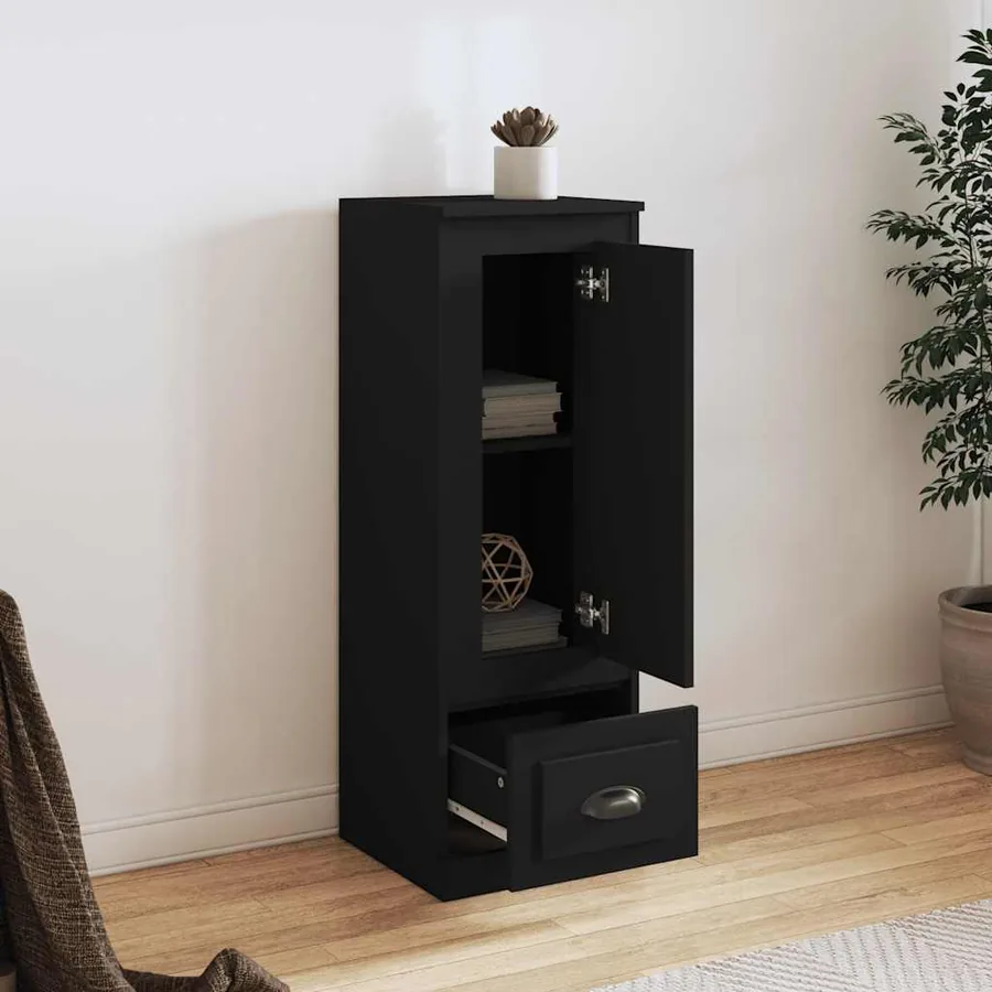 Buffet haut noir 36x35,5x103,5 cm bois d'ingénierie - 3