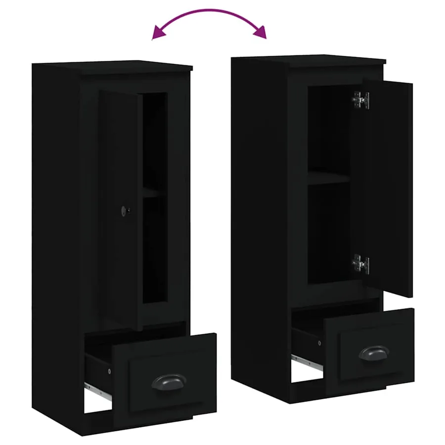 Buffet haut noir 36x35,5x103,5 cm bois d'ingénierie - 8