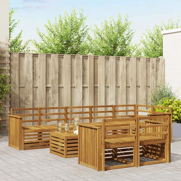 Ensembles de canapés 9 pcs Naturel Bois d'Acacia Massif