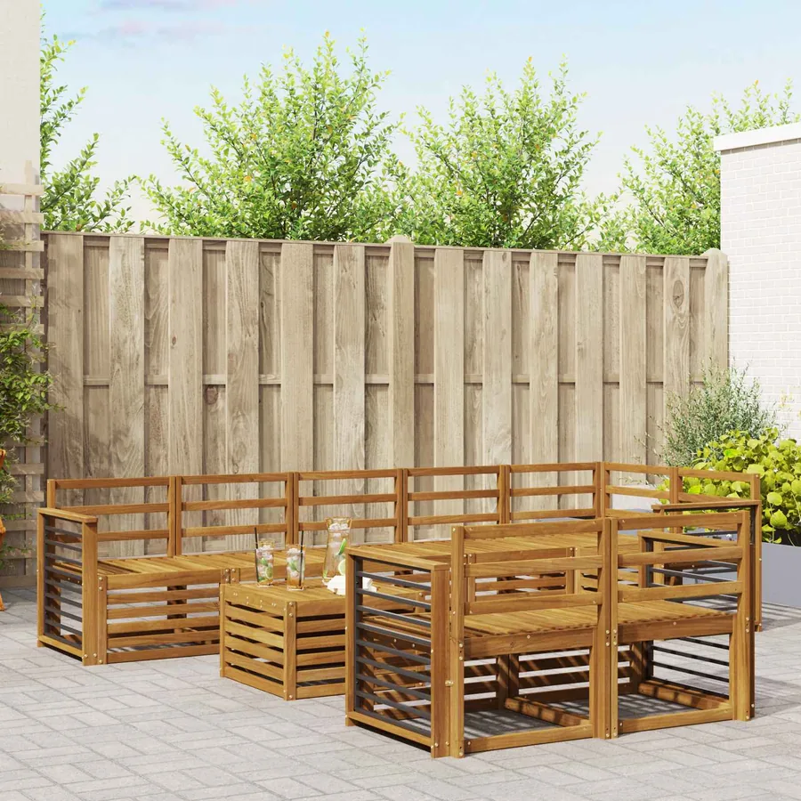 Ensembles de canapés 9 pcs Naturel Bois d'Acacia Massif
