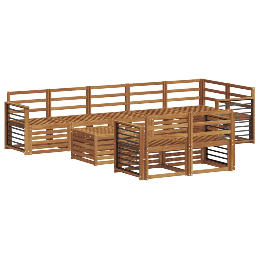 Ensembles de canapés 9 pcs Naturel Bois d'Acacia Massif - 2