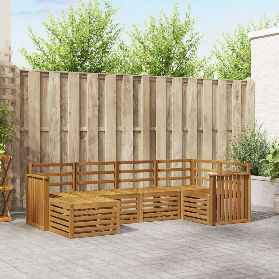 Ensemble de canapé d'angle 6 pcs Naturel Bois d'Acacia Massif