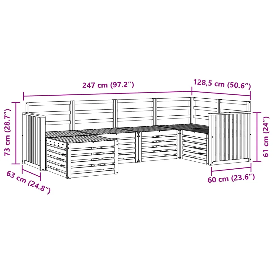 Ensemble de canapé d'angle 6 pcs Naturel Bois d'Acacia Massif - 9