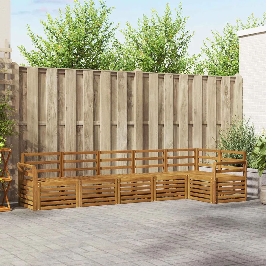 Ensemble de canapé d'angle 6 pcs Naturel Bois d'Acacia Massif