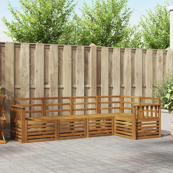 Ensemble de canapé d'angle 5 pcs Naturel Bois d'Acacia Massif