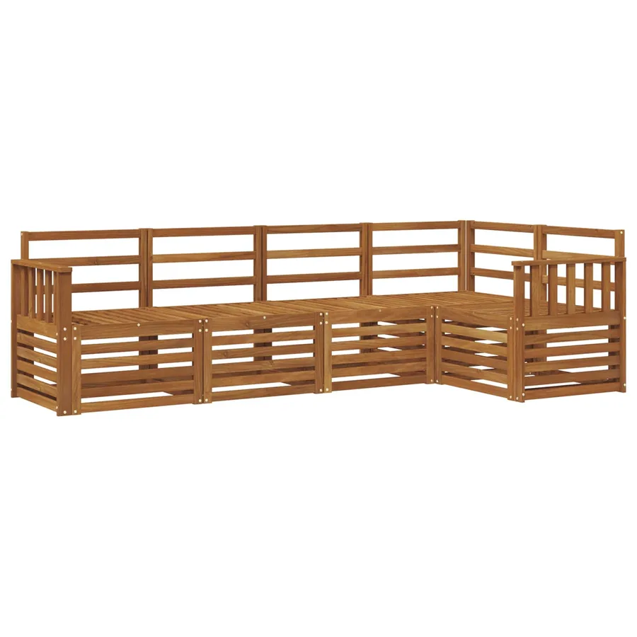Ensemble de canapé d'angle 5 pcs Naturel Bois d'Acacia Massif - 2
