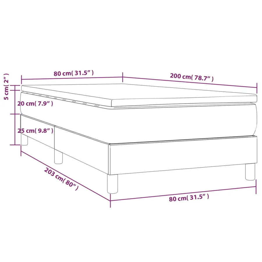 Sommier à lattes de lit avec matelas Gris foncé 80x200 cm Tissu - 10