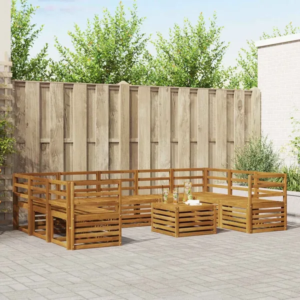 Ensembles de canapés 10 pcs Naturel Bois d'Acacia Massif