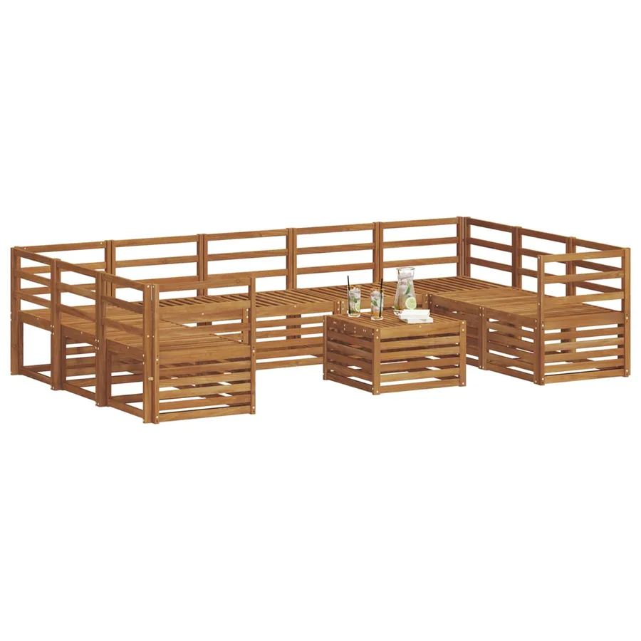 Ensembles de canapés 10 pcs Naturel Bois d'Acacia Massif - 3