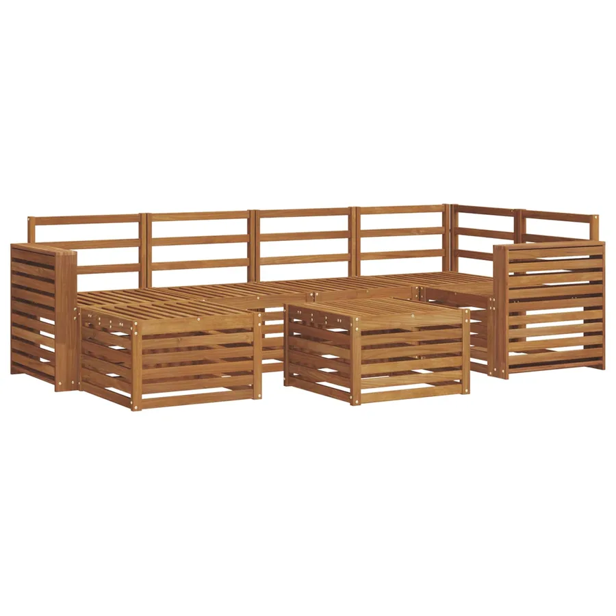 Ensemble de canapé d'angle 7 pcs Naturel Bois d'Acacia Massif - 2