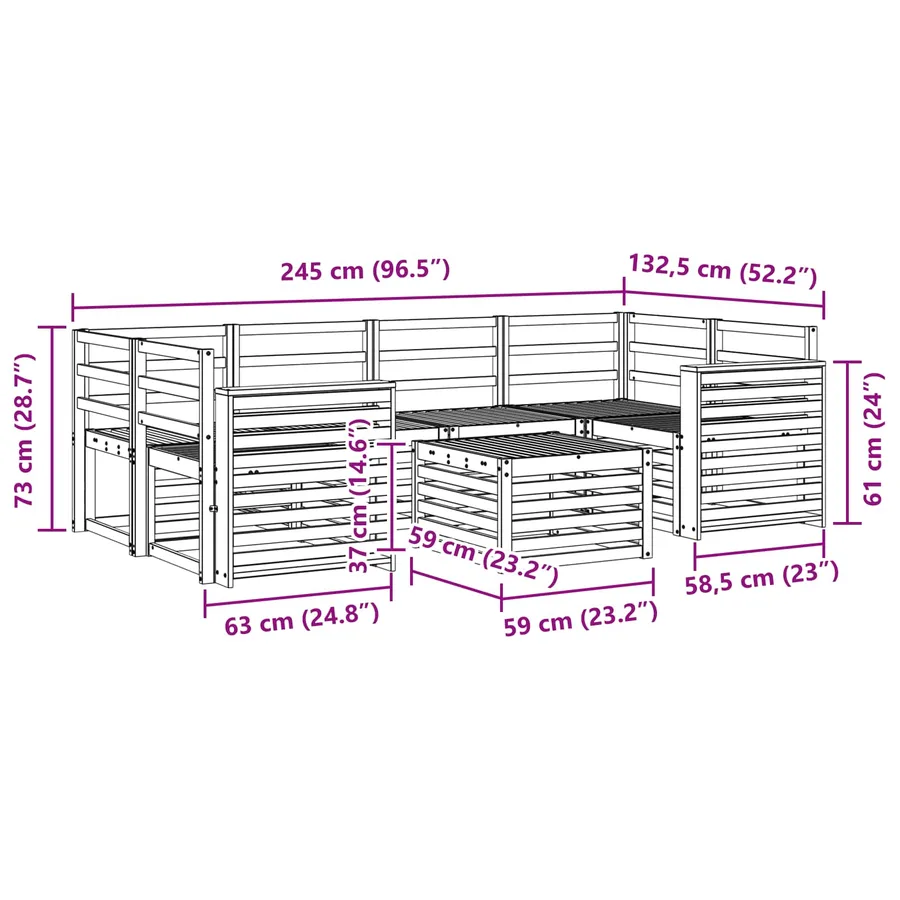 Ensemble de canapés d'extérieur 7 pcs Naturel - 10