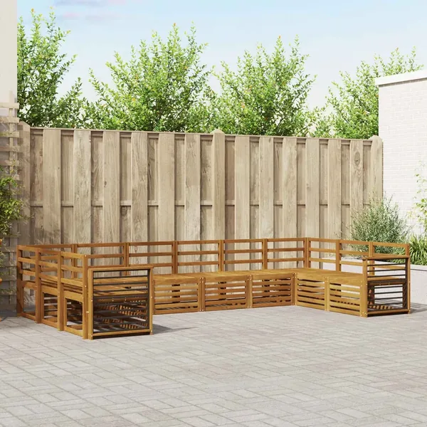 Ensembles de canapés 10 pcs Naturel Bois d'Acacia Massif