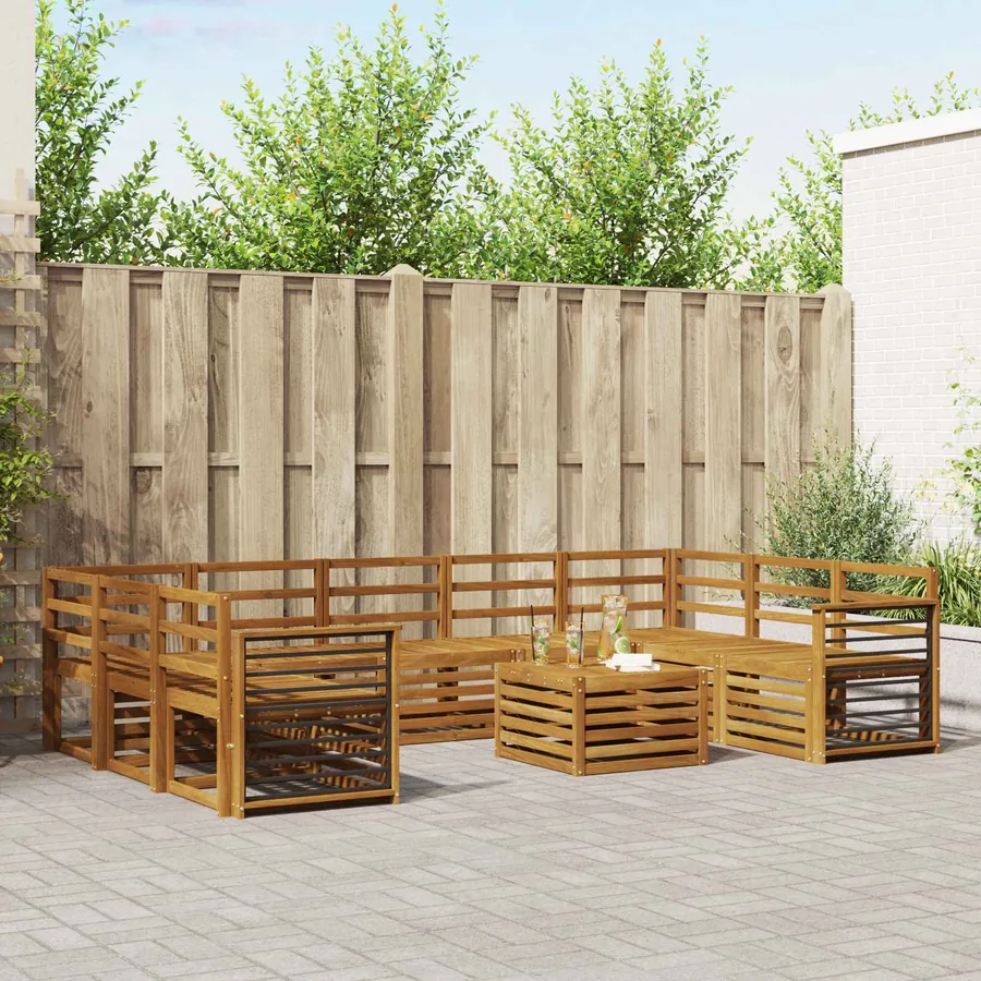 Ensembles de canapés 10 pcs Naturel Bois d'Acacia Massif