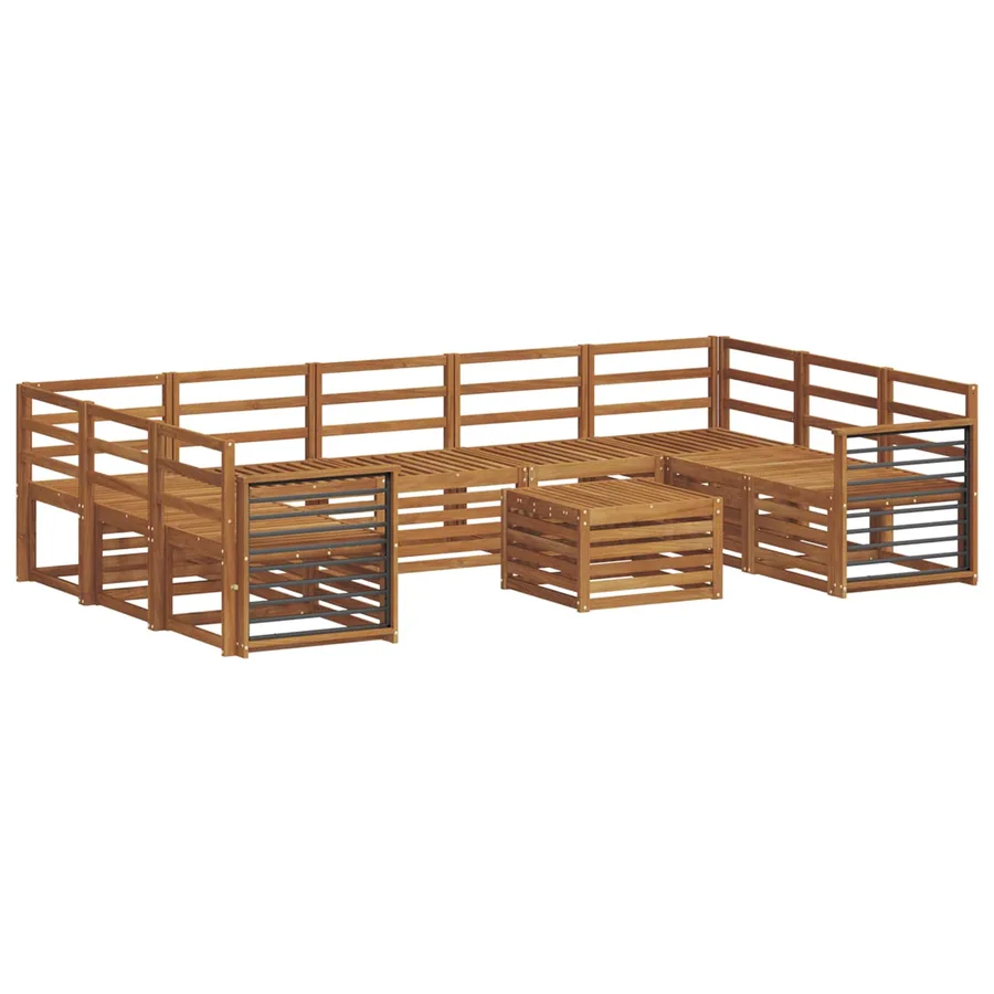 Ensembles de canapés 10 pcs Naturel Bois d'Acacia Massif - 2