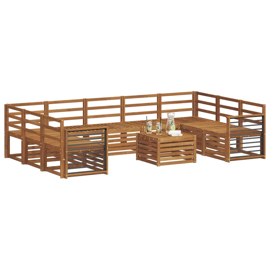 Ensembles de canapés 10 pcs Naturel Bois d'Acacia Massif - 3