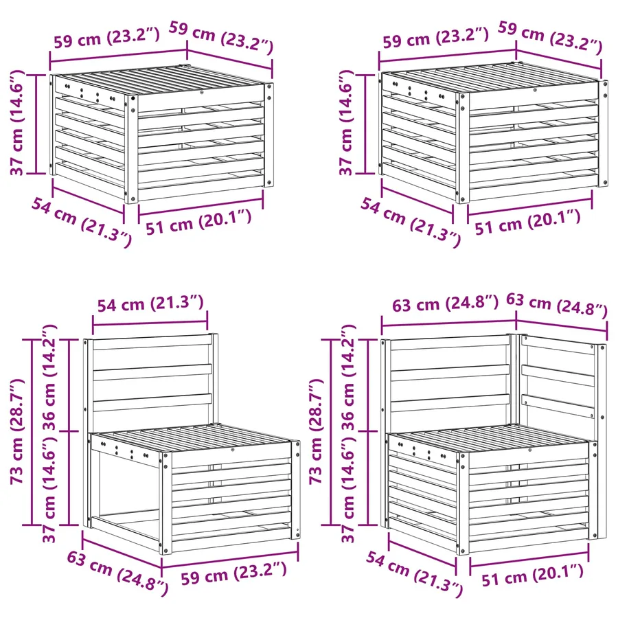 Ensemble de canapés d'extérieur 9 pcs Naturel - 12