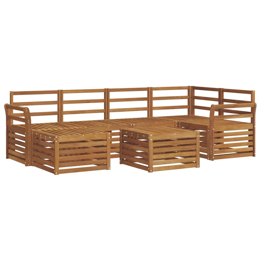 Ensemble de canapé d'angle 7 pcs Naturel Bois d'Acacia Massif - 2