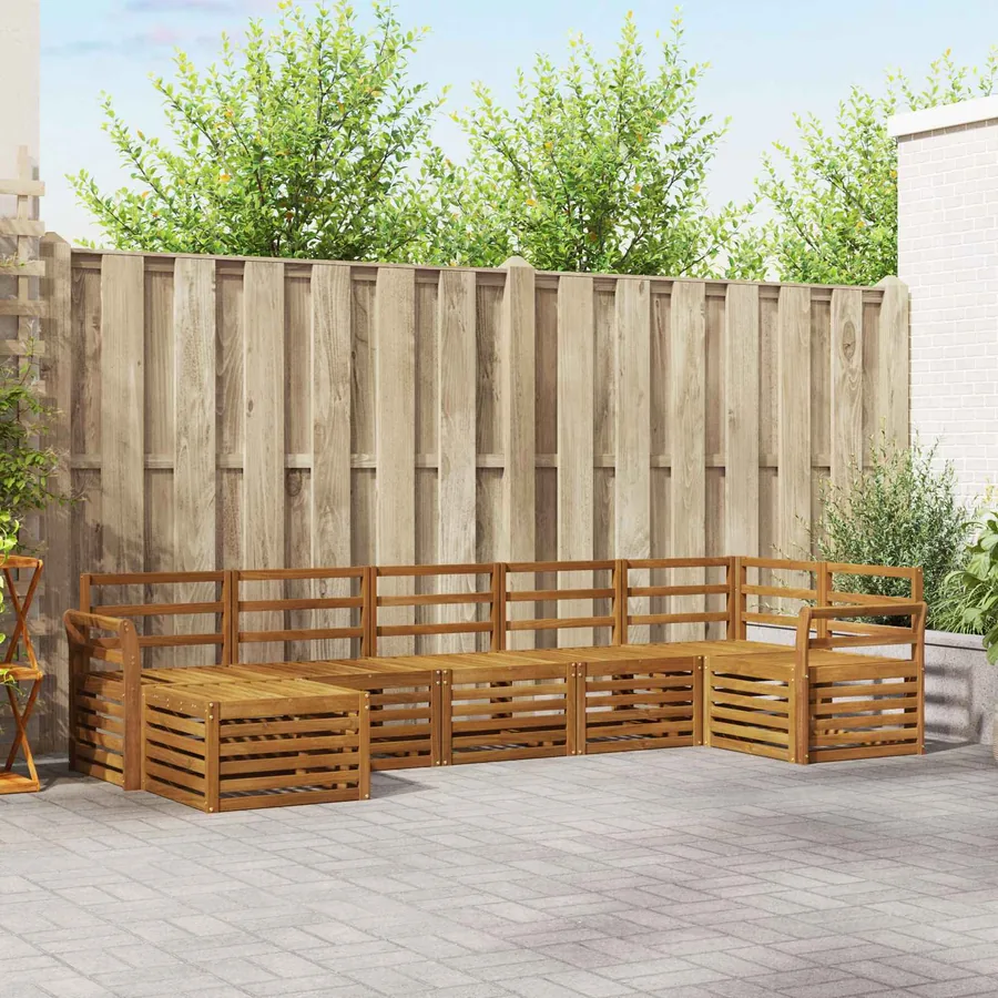 Ensemble de canapé d'angle 7 pcs Naturel Bois d'Acacia Massif