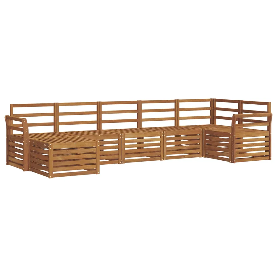 Ensemble de canapé d'angle 7 pcs Naturel Bois d'Acacia Massif - 2