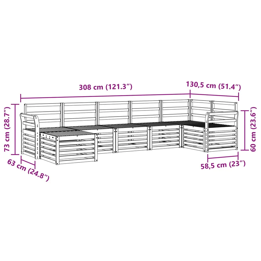 Ensemble de canapé d'angle 7 pcs Naturel Bois d'Acacia Massif - 8