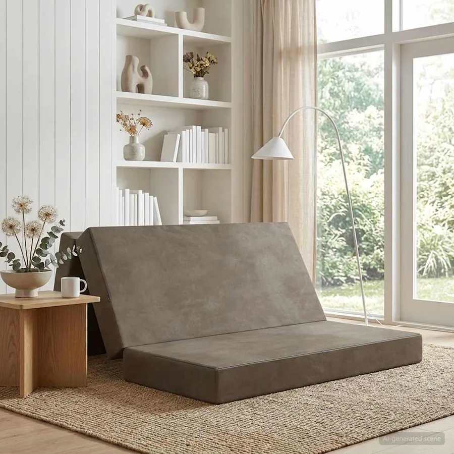 Canapé-lit pliable 140 x 67 x 45 cm Gris clair