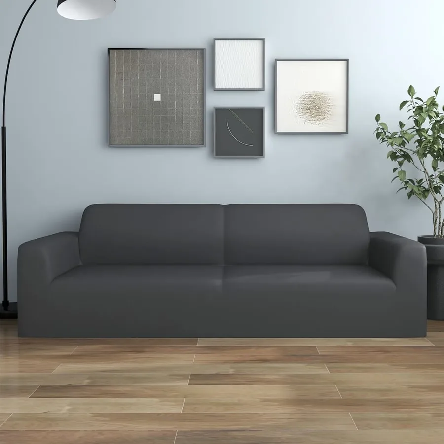 Housse extensible de canapé 2places Anthracite Jersey polyester