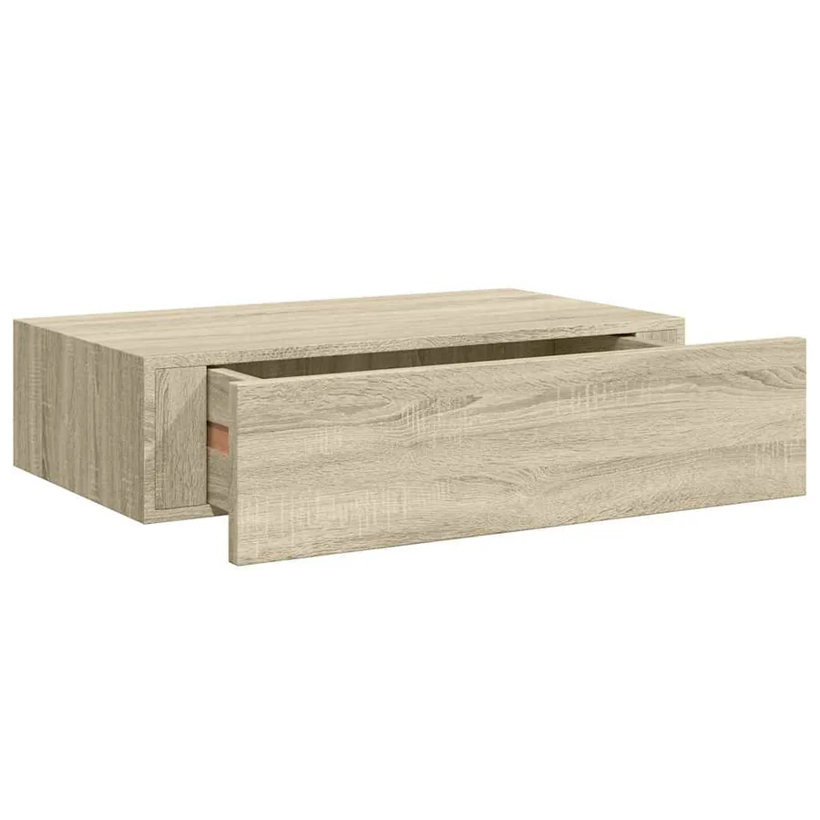 Étagère à tiroir murale chêne 40x23,5x10 cm MDF - 2