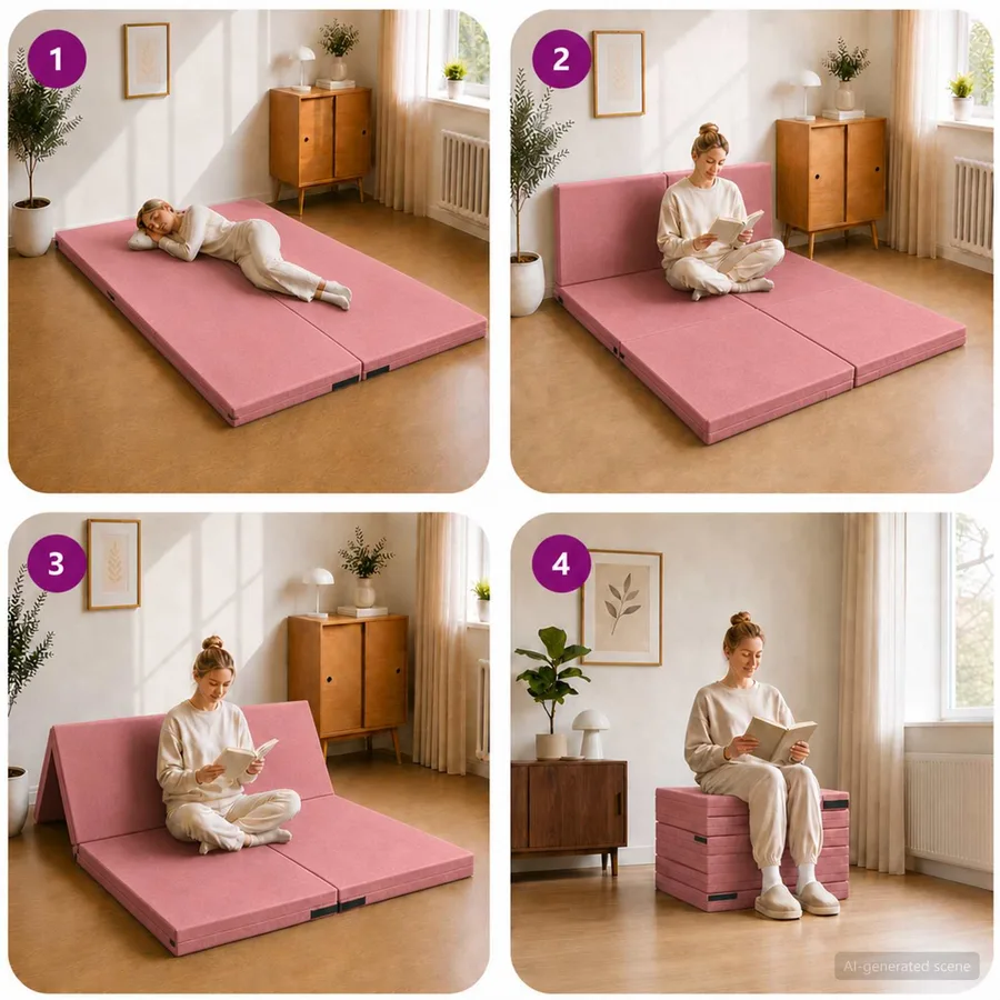 Canapé-lit pliable 140 x 67 x 45 cm Rose - 9