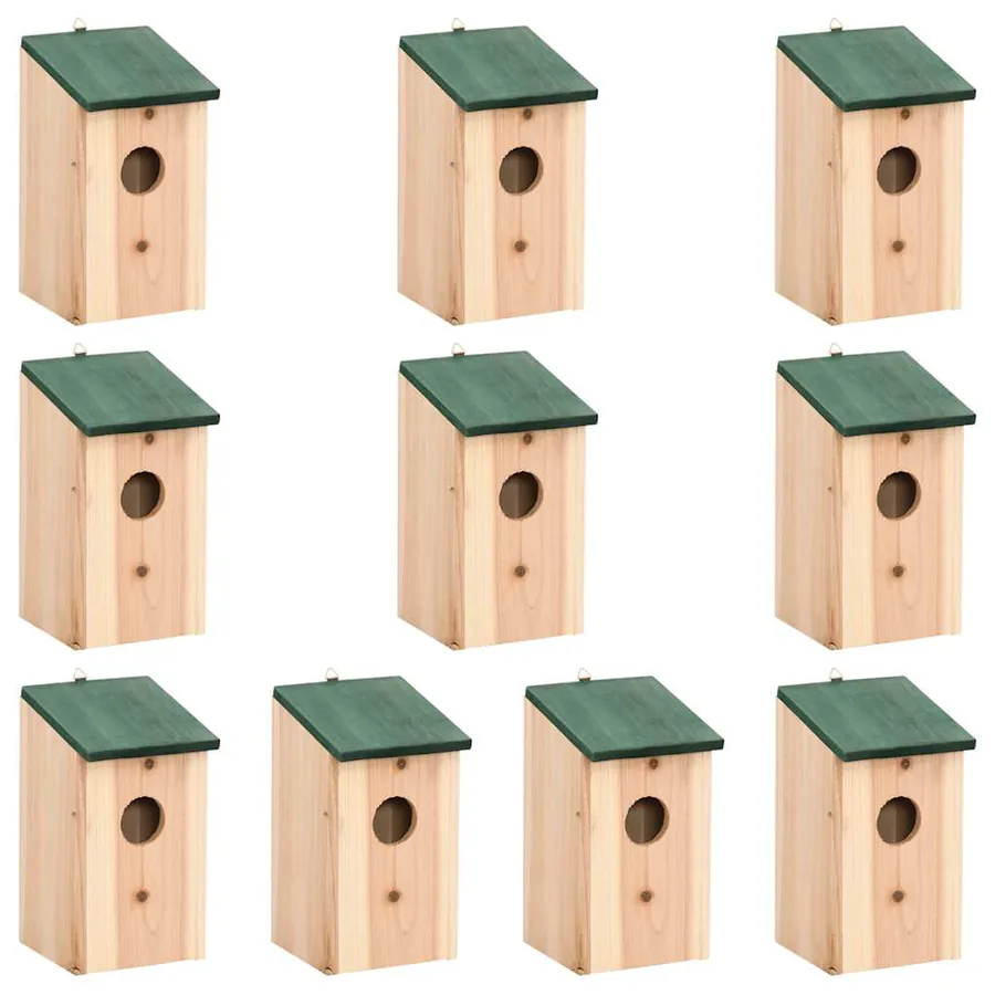 Nichoirs 10 pcs Bois de sapin massif 12x12x22 cm - 2