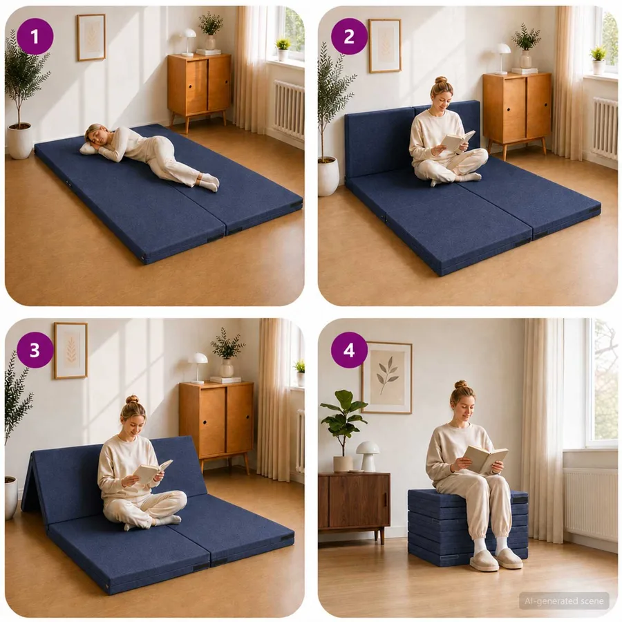 Canapé-lit pliable 140 x 67 x 45 cm Bleu - 9