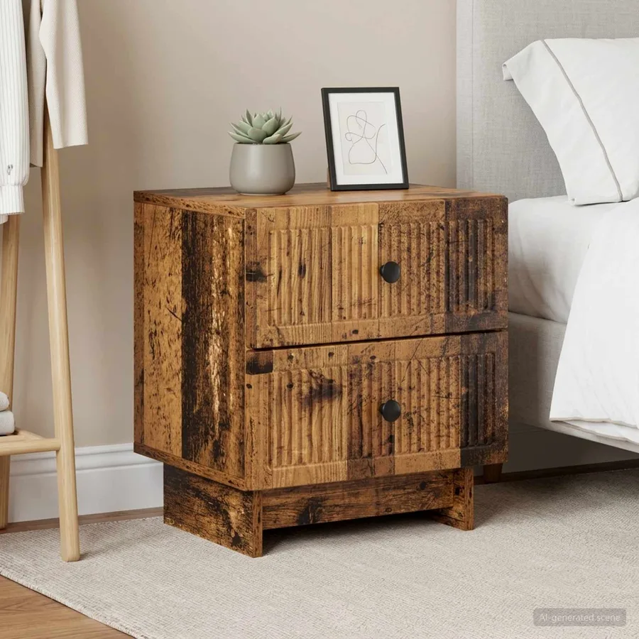 Cabinet de chevet 2 pcs Bois ancien 43 x 34,5 x 47,5 cm - 4