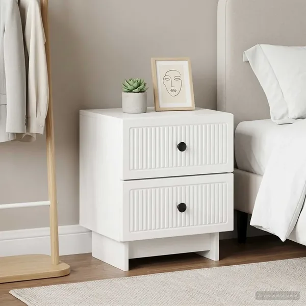 Cabinet de chevet 2 pcs Blanc brillant 43 x 34,5 x 47,5 cm