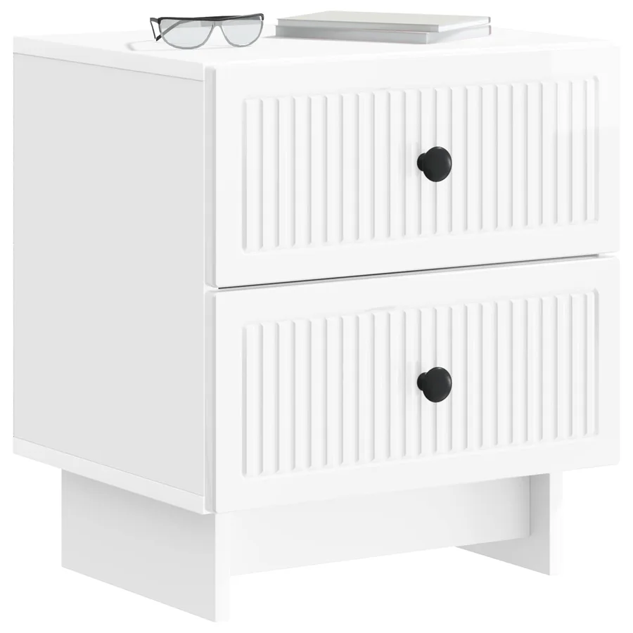 Cabinet de chevet 2 pcs Blanc brillant 43 x 34,5 x 47,5 cm - 3