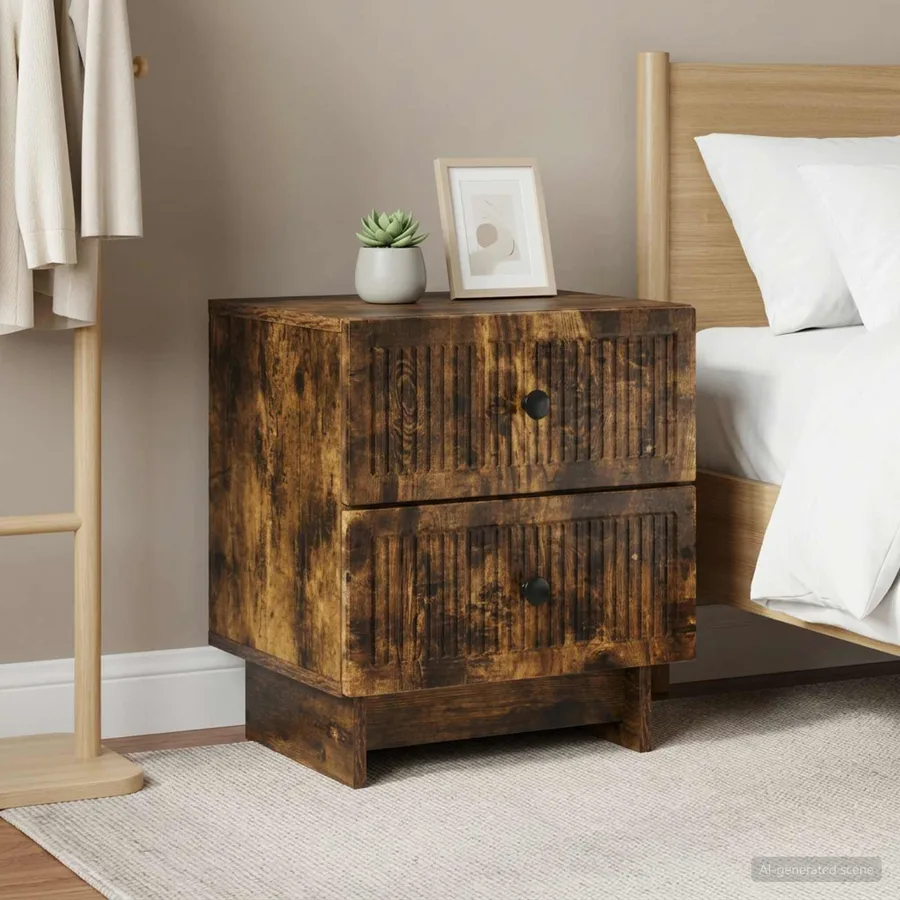 Cabinet de chevet 2 pcs Chêne fumé 43 x 34,5 x 47,5 cm - 4
