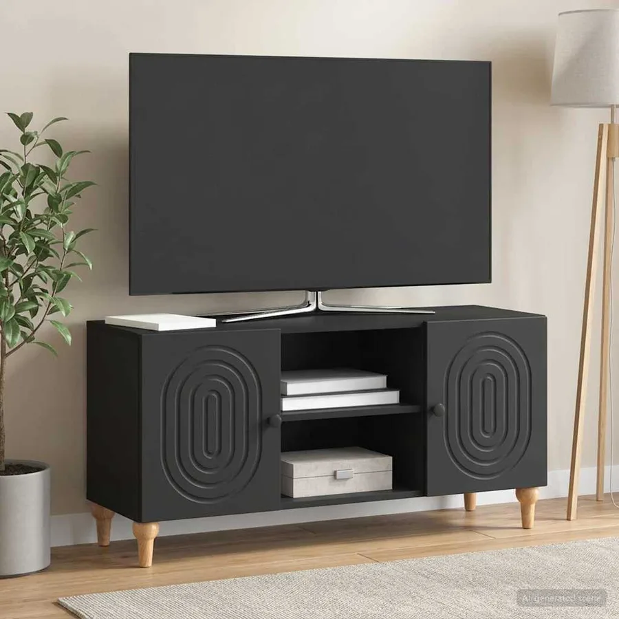 Meuble TV Noir 102 x 34,5 x 50 cm Bois d'ingénierie - 4