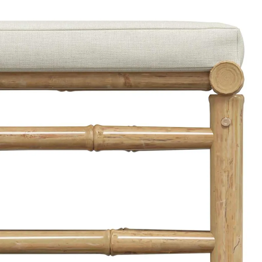 Salon de jardin 3 pcs avec coussins blanc crème Bambou - 12