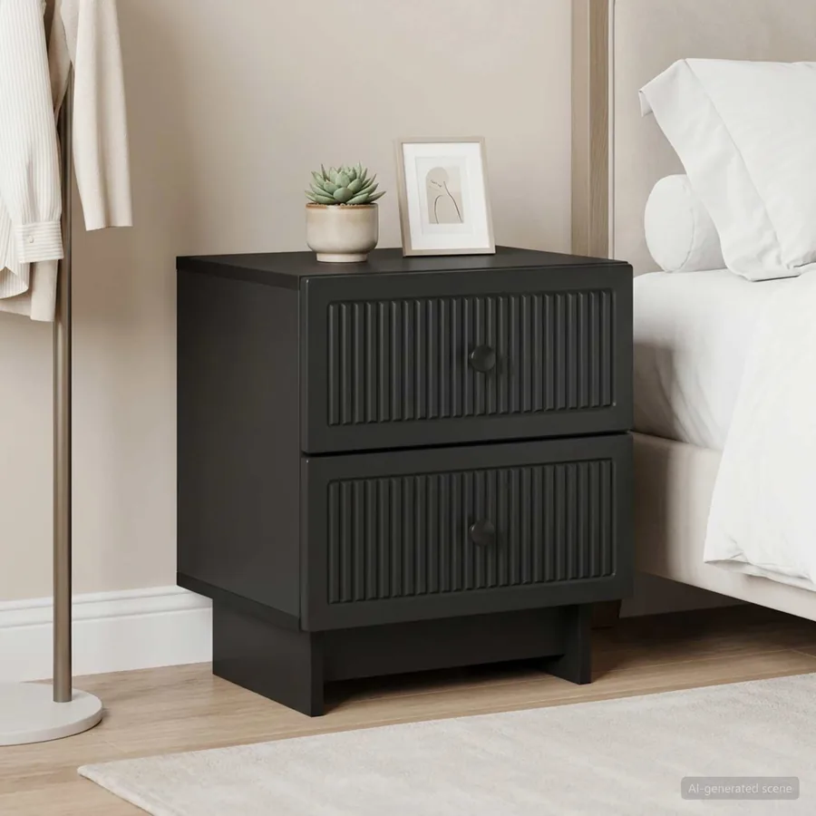 Cabinet de chevet avec tiroir 2 pcs Noir 43 x 34,5 x 47,5 cm