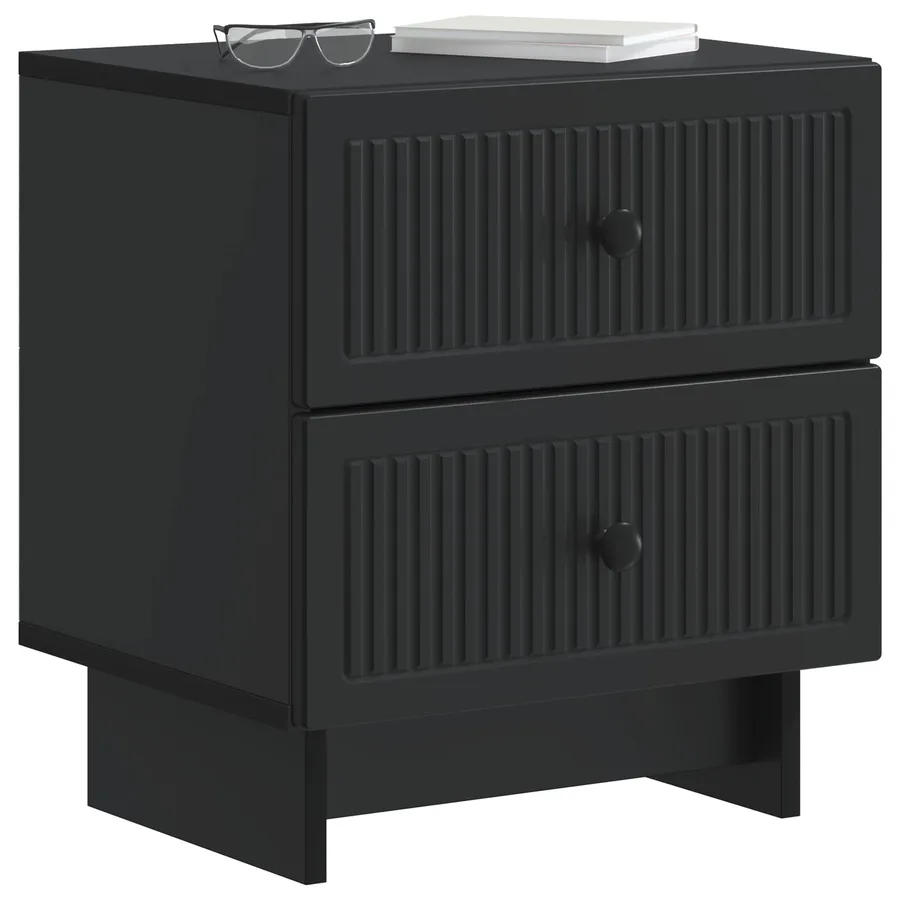 Cabinet de chevet avec tiroir 2 pcs Noir 43 x 34,5 x 47,5 cm - 3