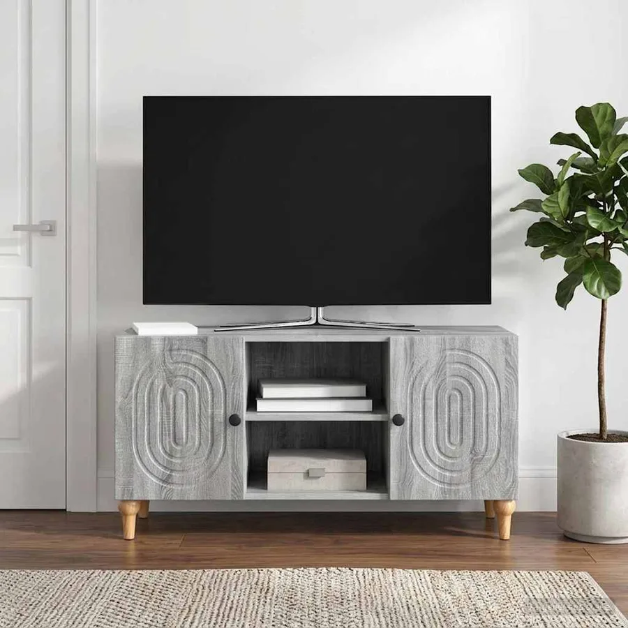 Meuble TV Sonoma gris 102 x 34,5 x 50 cm Bois d'ingénierie - 4