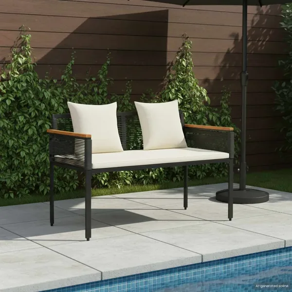 Banc extérieur Noir et blanc crème 117 x 54 x 74.5 cm polyrotin