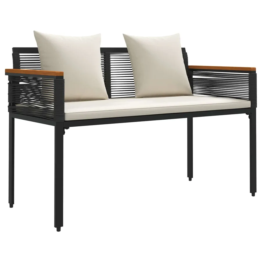 Banc extérieur Noir et blanc crème 117 x 54 x 74.5 cm polyrotin - 2