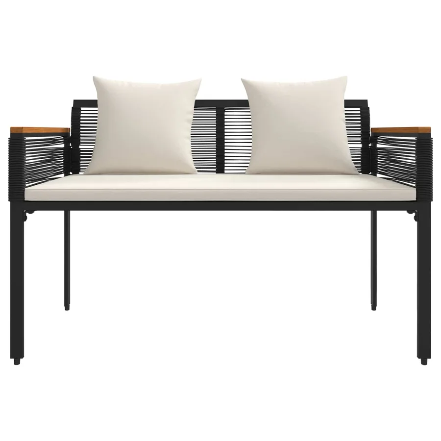 Banc extérieur Noir et blanc crème 117 x 54 x 74.5 cm polyrotin - 5