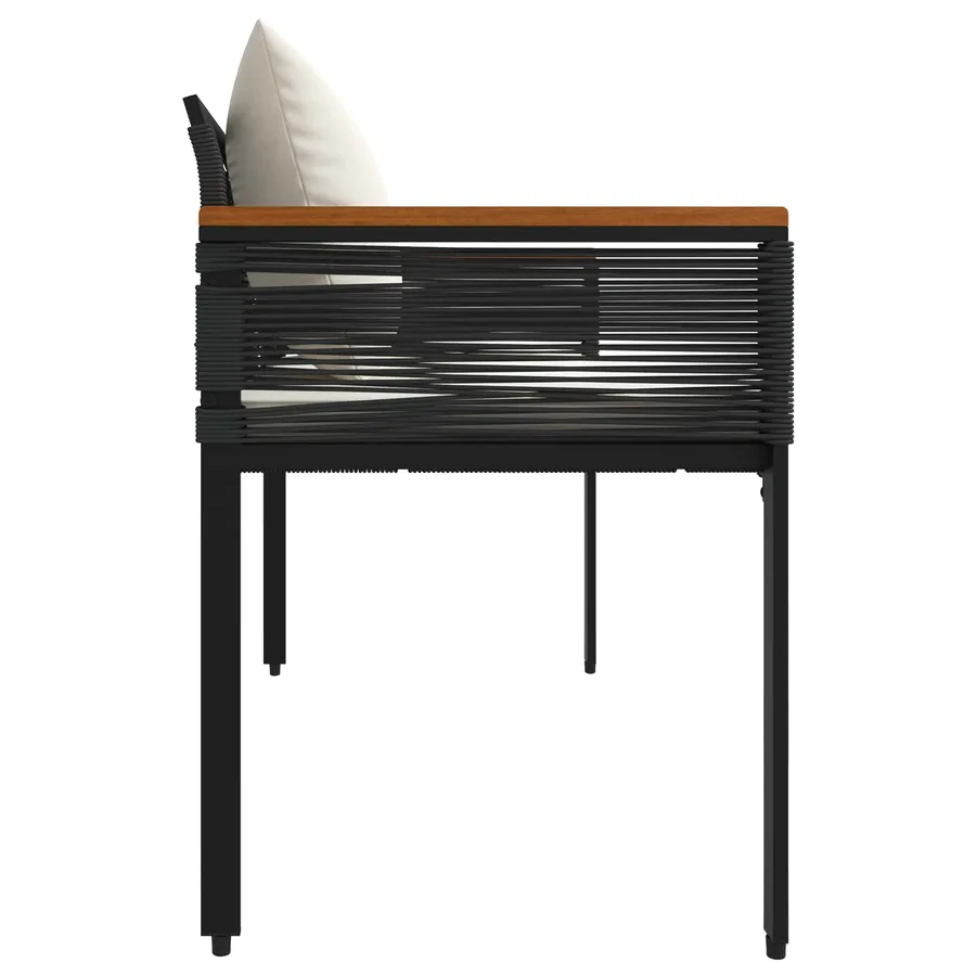 Banc extérieur Noir et blanc crème 117 x 54 x 74.5 cm polyrotin - 6