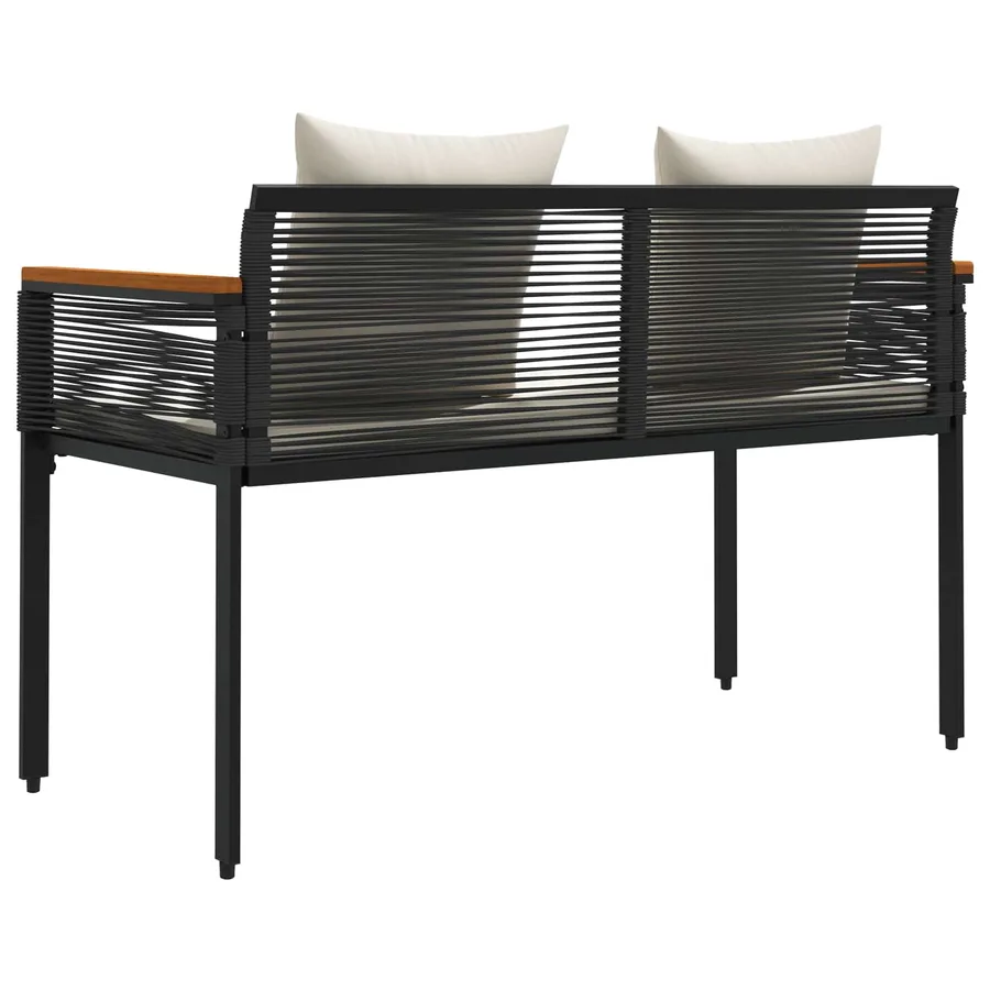Banc extérieur Noir et blanc crème 117 x 54 x 74.5 cm polyrotin - 7