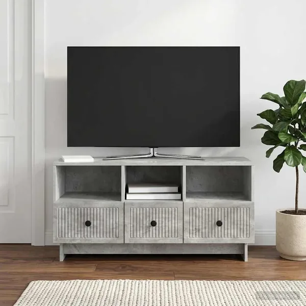 Meuble TV Gris béton 102 x 34,5 x 50 cm Bois d'ingénierie