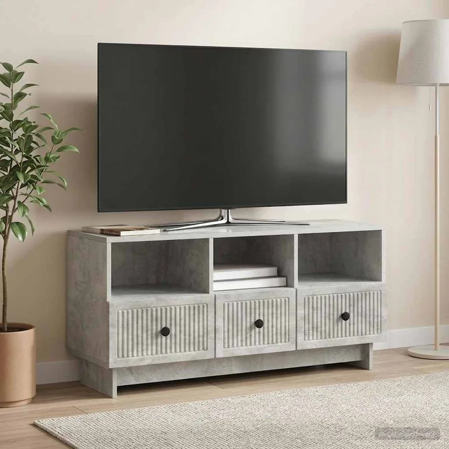Meuble TV Gris béton 102 x 34,5 x 50 cm Bois d'ingénierie - 4