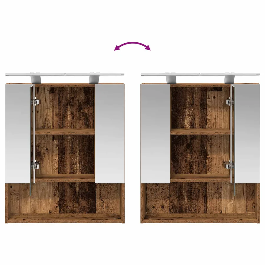Armoire Miroir de Salle de Bain Bois ancien 60 x 14.5 x 70 cm - 12